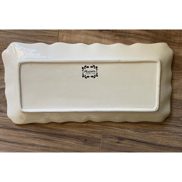 Maxcera Large Poinsettia Rectangular Ceramic Serving Platter Plate Tray 17 X 8